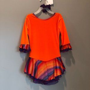 Figure Skating Orange Velvet competition dress